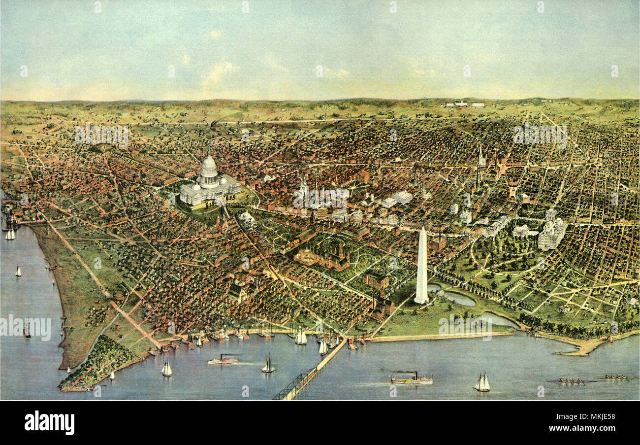 Map of Washington D.C. 1892 Stock Photo