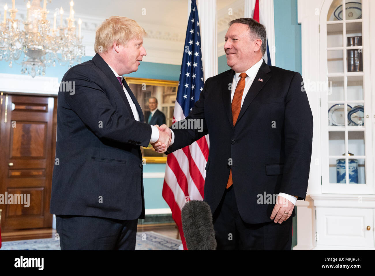 U.S. Secretary of State Mike Pompeo and UK Foreign Secretary Boris Johnson at the State Department in Washington, DC. Stock Photo