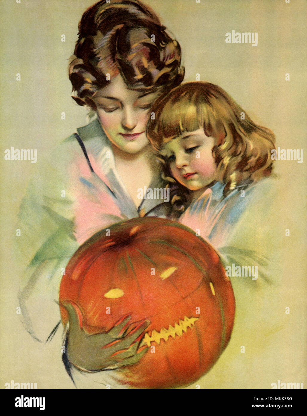 Mom and Jack O’ lantern Stock Photo - Alamy