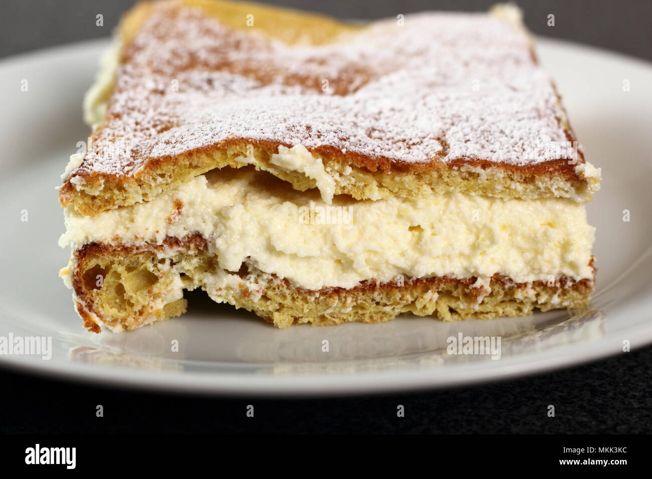 Karpatka Traditional Polish Cream Pie Filled With Pudding Cream Stock Photo Alamy