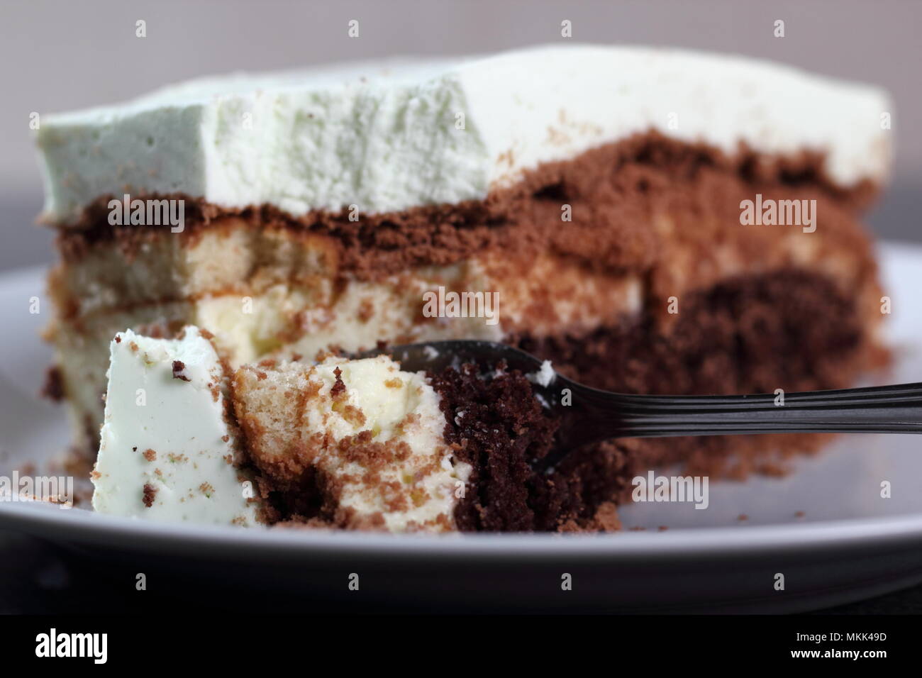 Layer cake with yogurt jelly filling Stock Photo Alamy