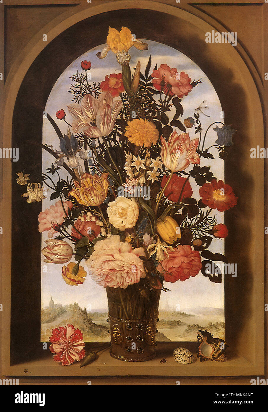 Flower Vase in a Window Niche Stock Photo Alamy