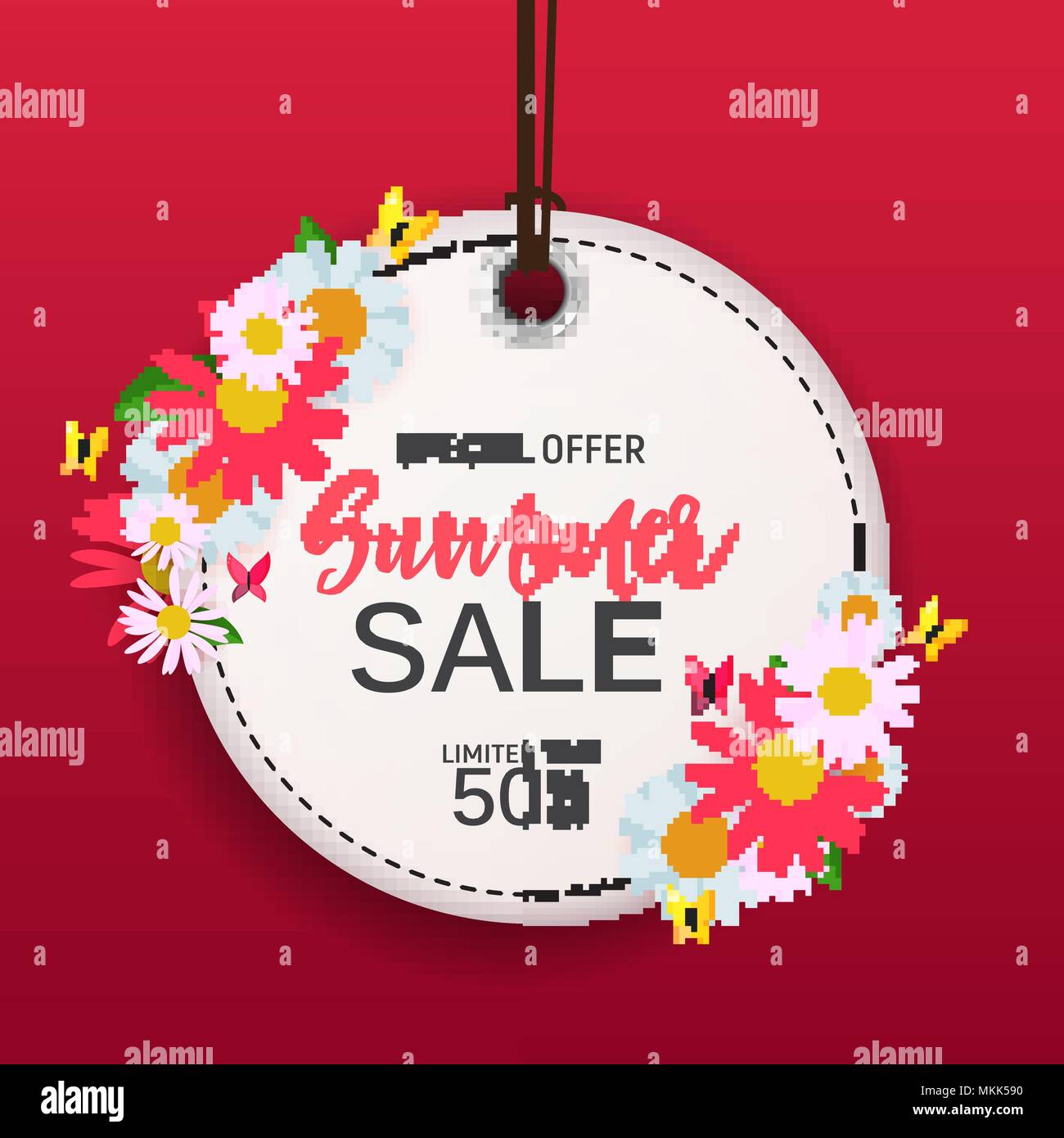 Abstract Flower Summer Sale Background with Frame. Vector Illustration ...