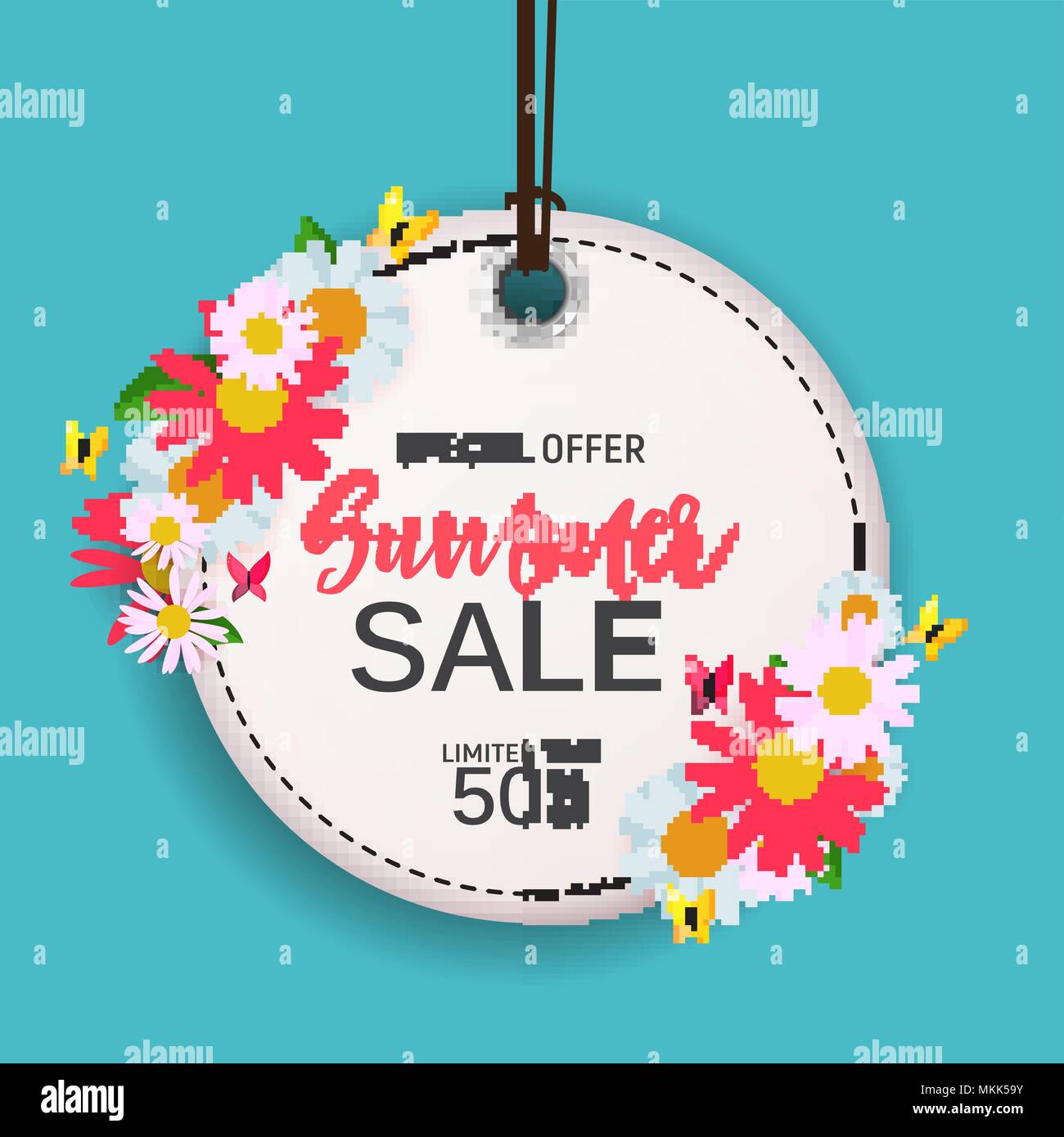 Abstract Flower Summer Sale Background with Frame. Vector Illustration ...