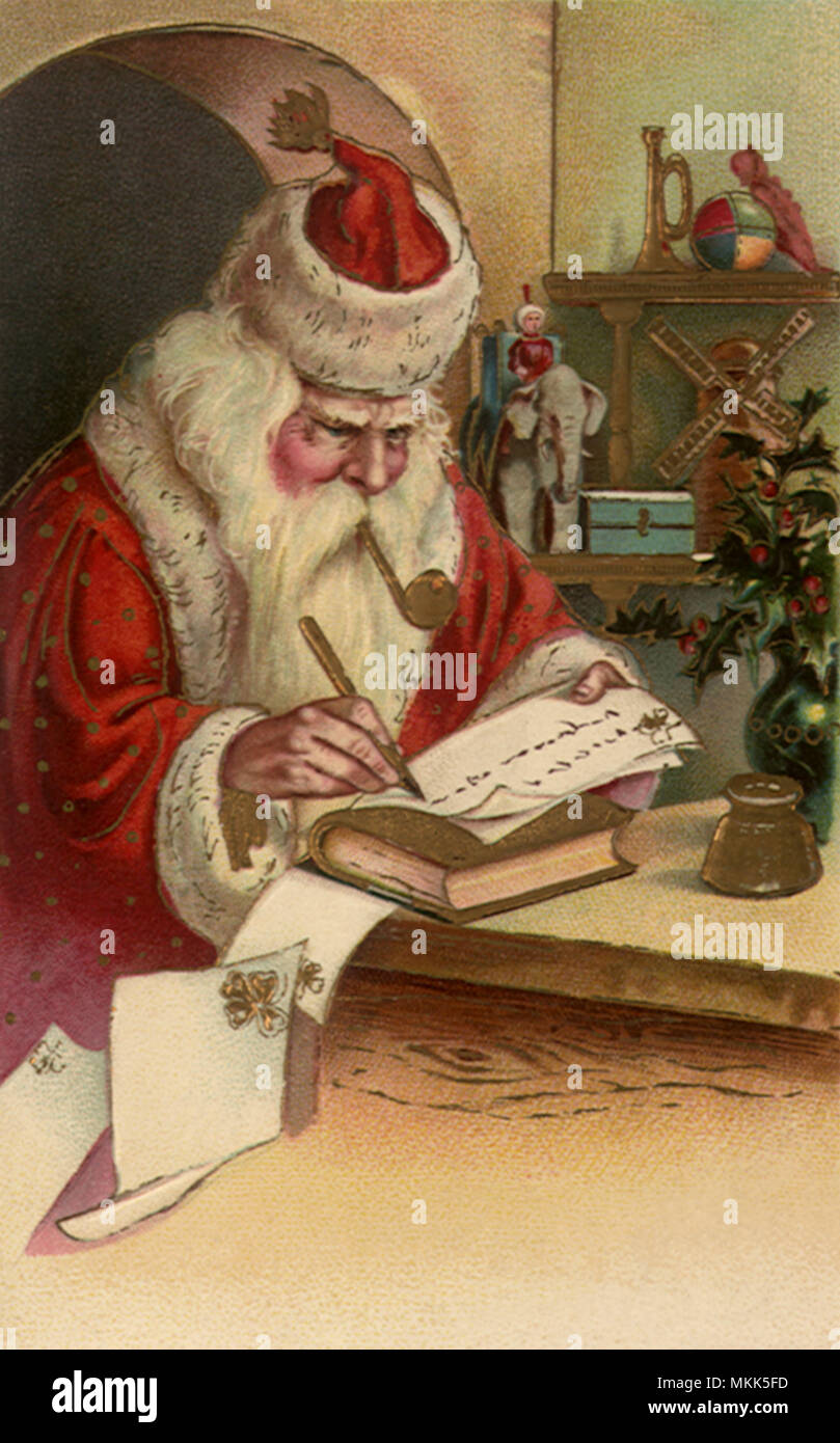 Santa Writing Letter Stock Photo