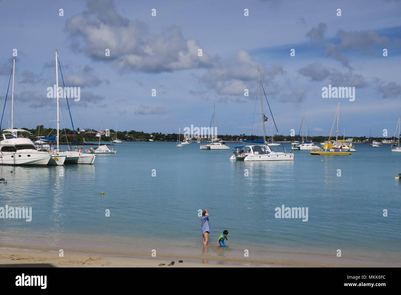 Boat in Indian ocean, near Mauritius island Stock Photo - Alamy