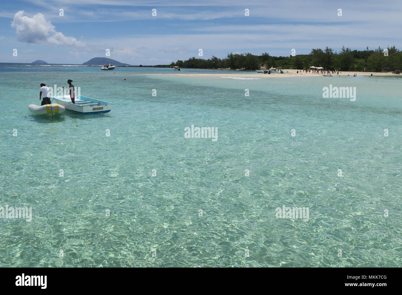 Boat in Indian ocean, near Mauritius island Stock Photo - Alamy