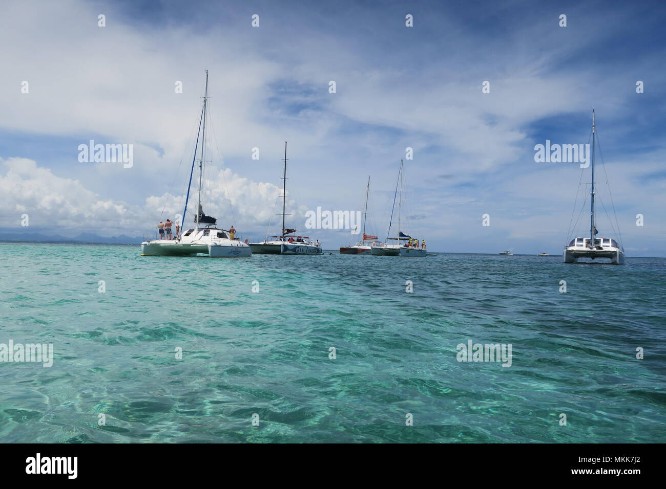 Boat in Indian ocean, near Mauritius island Stock Photo - Alamy