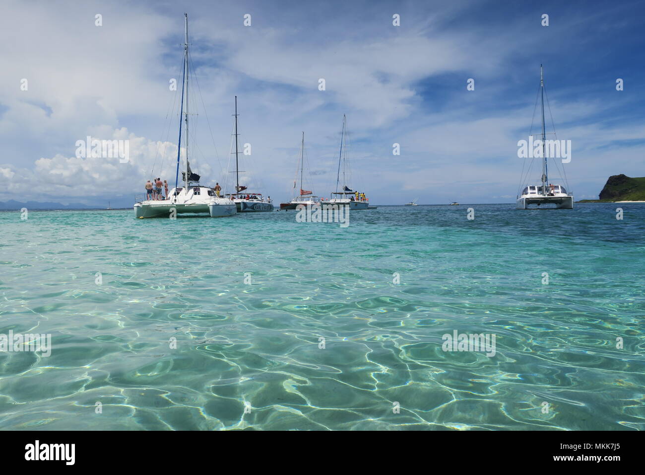 Boat in Indian ocean, near Mauritius island Stock Photo - Alamy