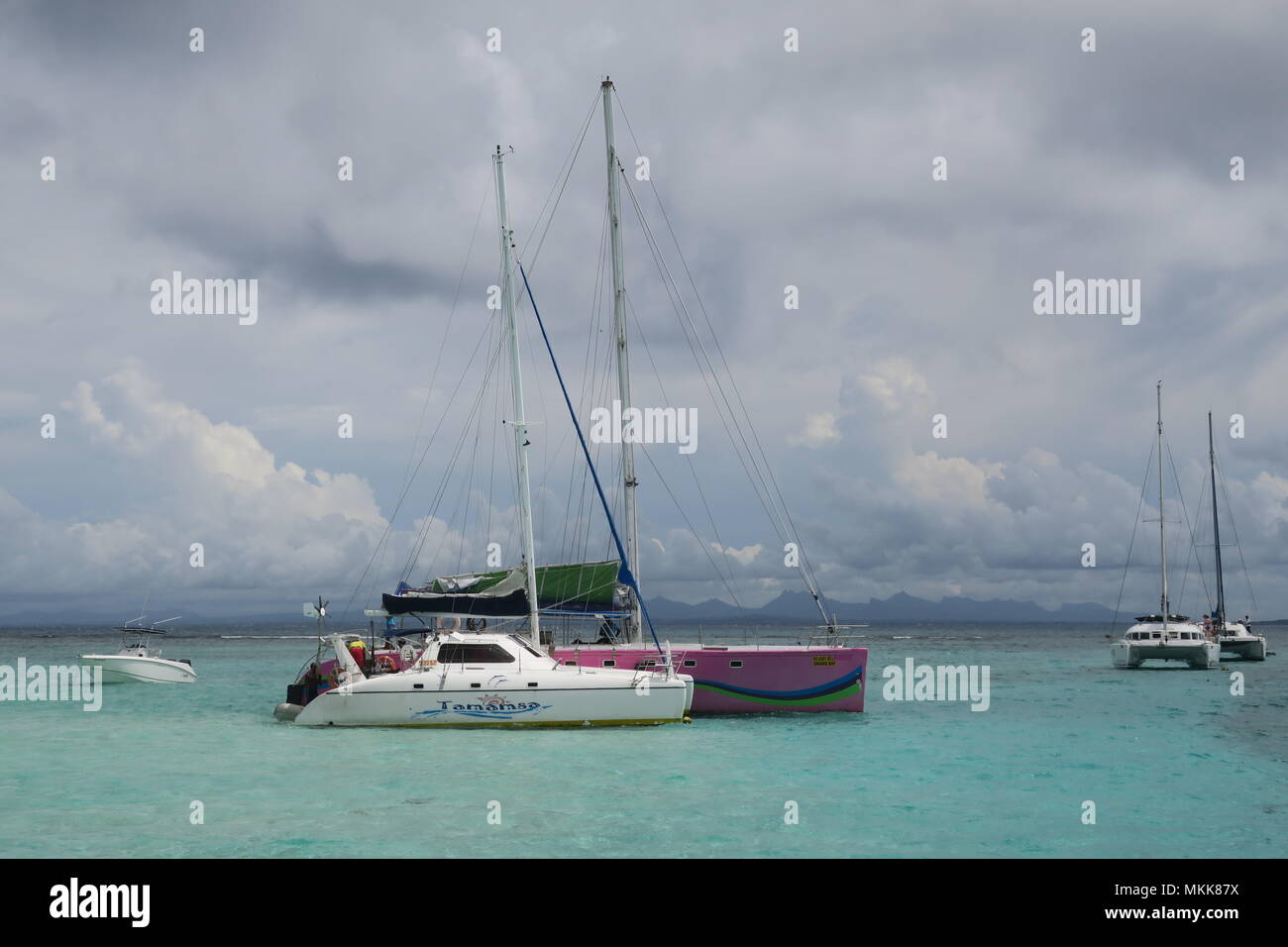 Boat in Indian ocean, near Mauritius island Stock Photo - Alamy