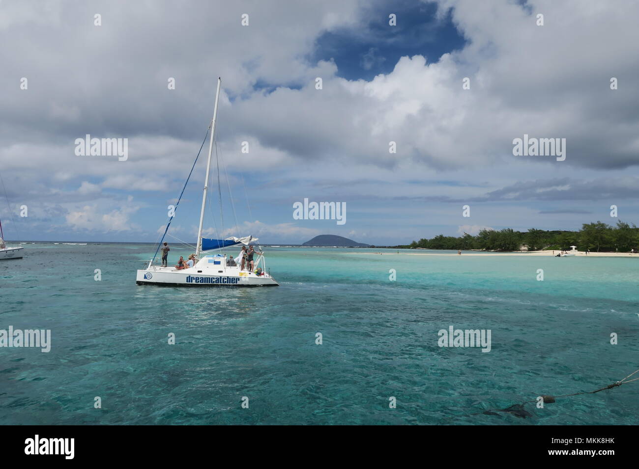 Boat in Indian ocean, near Mauritius island Stock Photo - Alamy