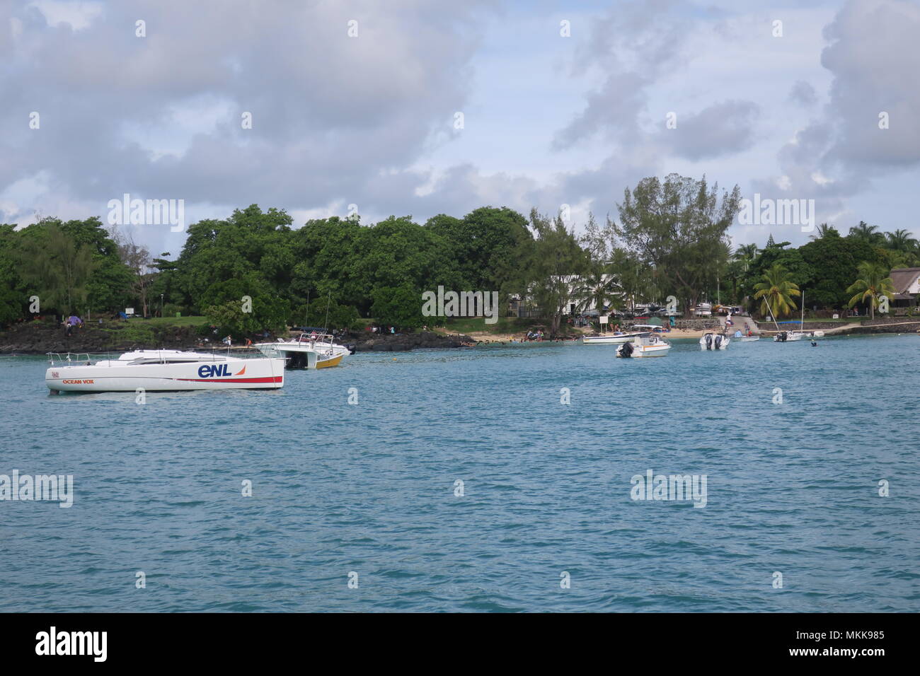 Boat in Indian ocean, near Mauritius island Stock Photo - Alamy