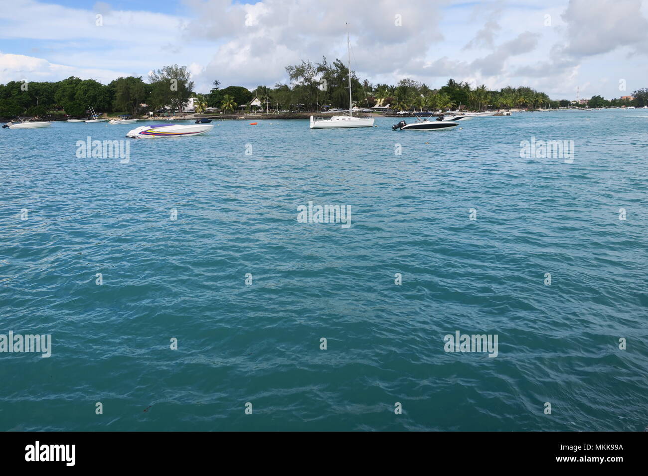 Boat in Indian ocean, near Mauritius island Stock Photo - Alamy