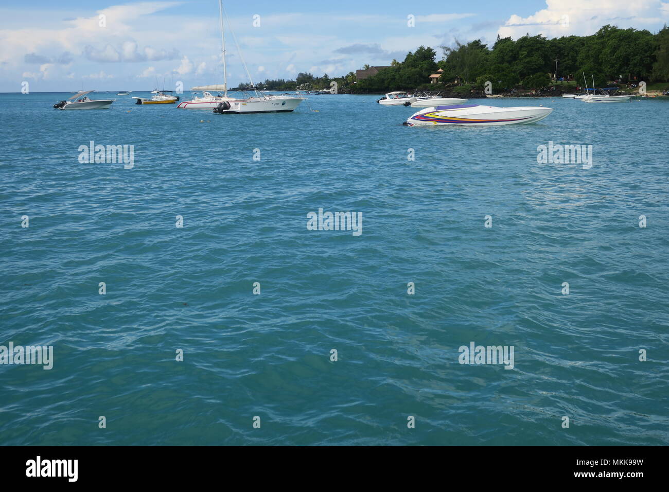 Boat in Indian ocean, near Mauritius island Stock Photo - Alamy