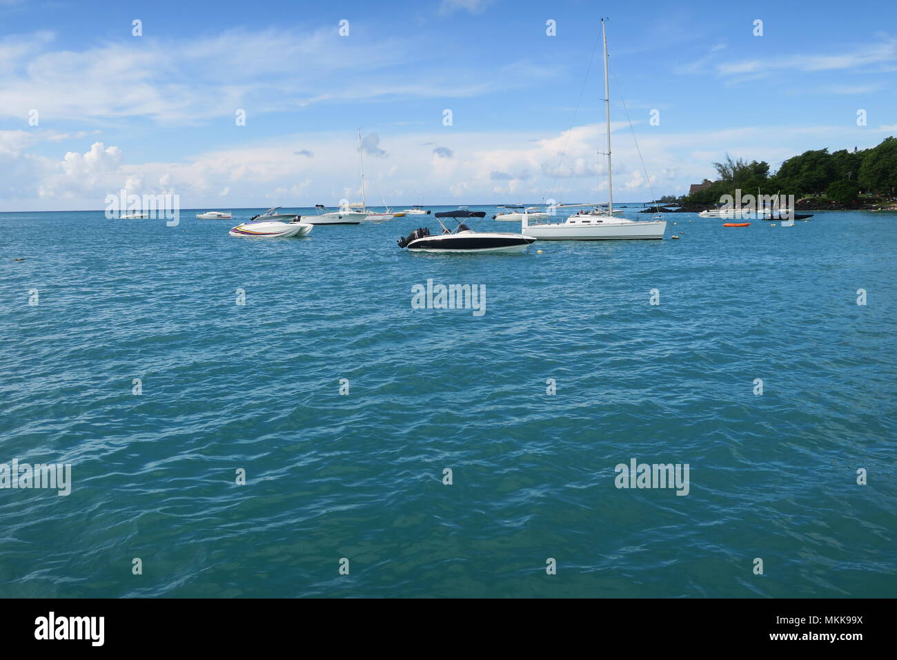 Boat in Indian ocean, near Mauritius island Stock Photo - Alamy
