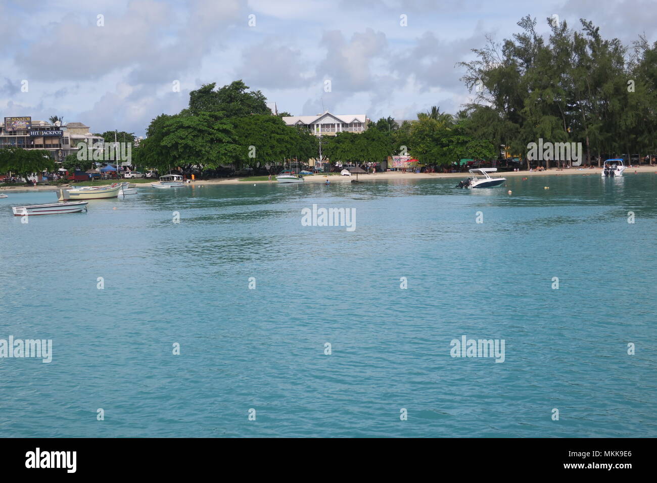 Boat in Indian ocean, near Mauritius island Stock Photo - Alamy