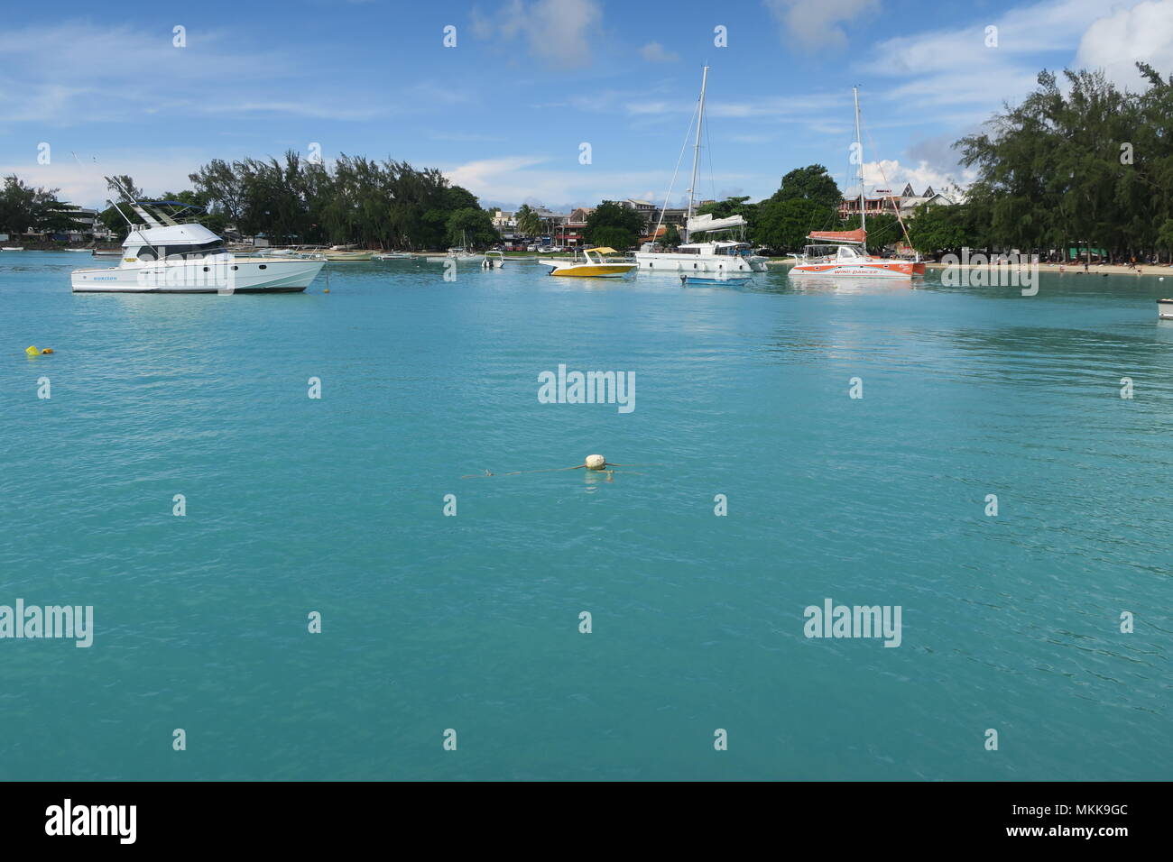 Boat in Indian ocean, near Mauritius island Stock Photo - Alamy