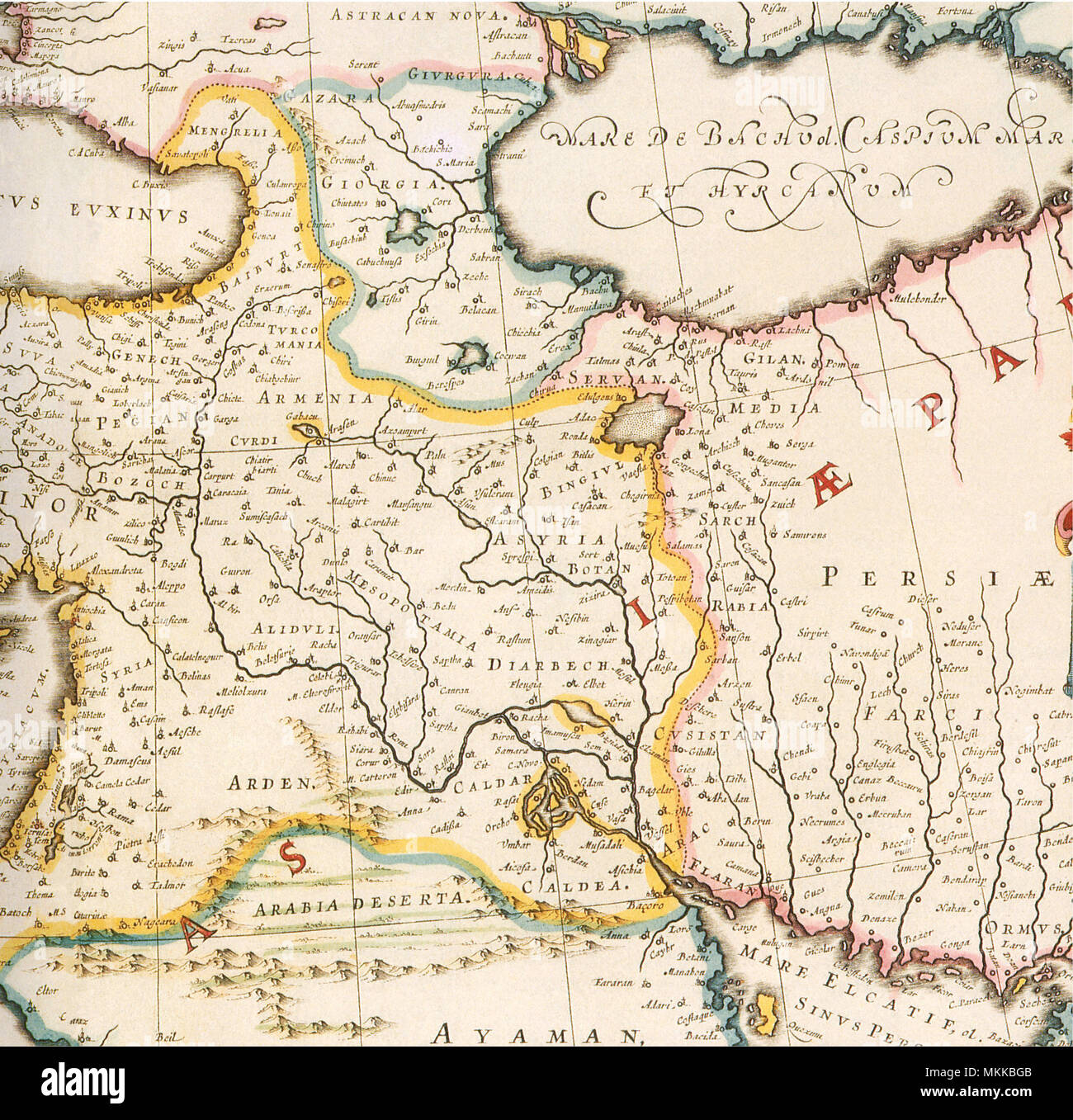Map of Mesopotamia 1650 Stock Photo