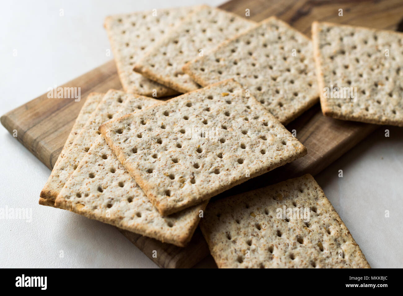 Stack of Honey Flavored Graham Crackers on Wooden Surface. Healthy