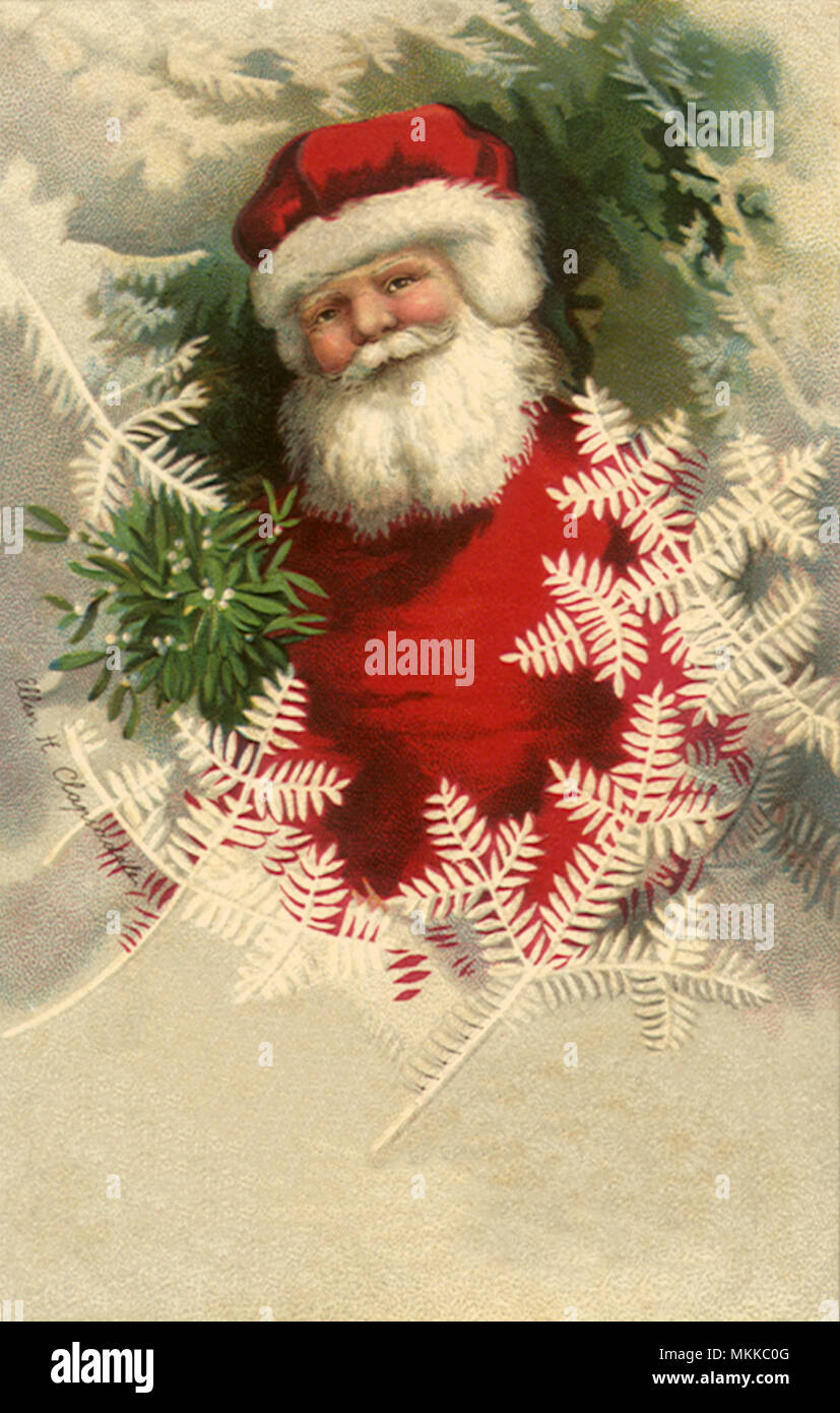 Santa with Snow Branches Stock Photo