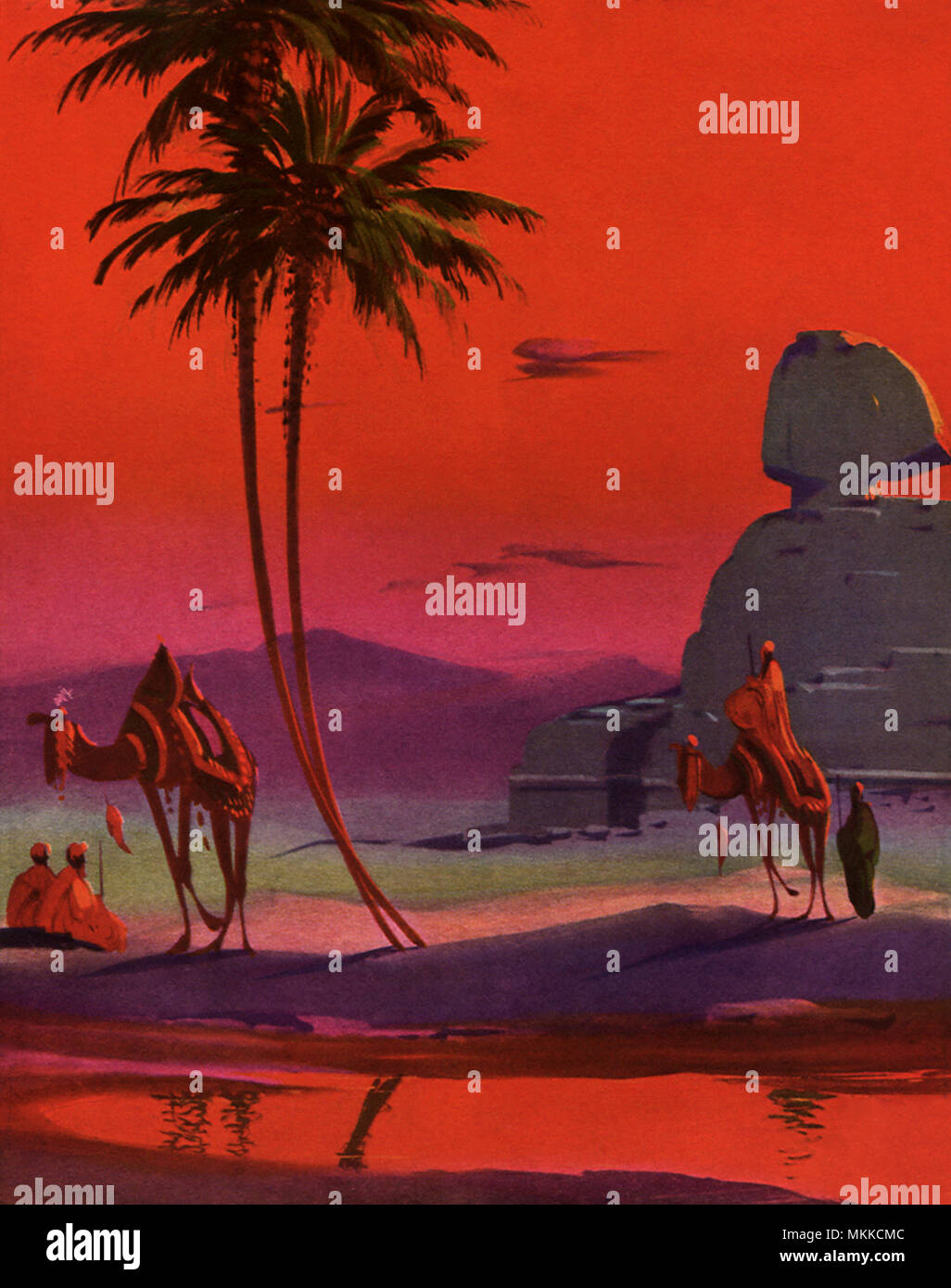 Camels, Palms and Sphinx Stock Photo - Alamy