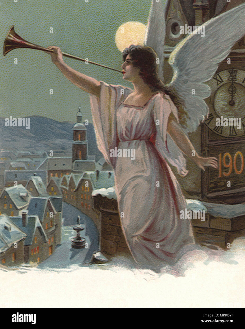 Angel Blowing Horn Stock Photo - Alamy