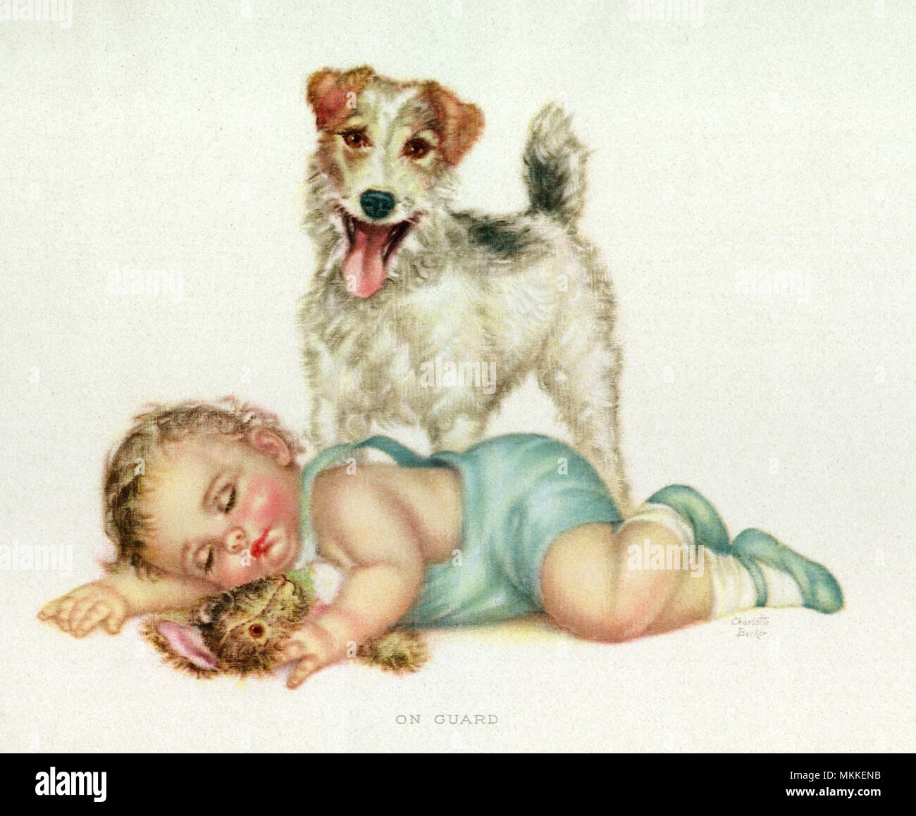 Dog Protects Baby Stock Photo Alamy