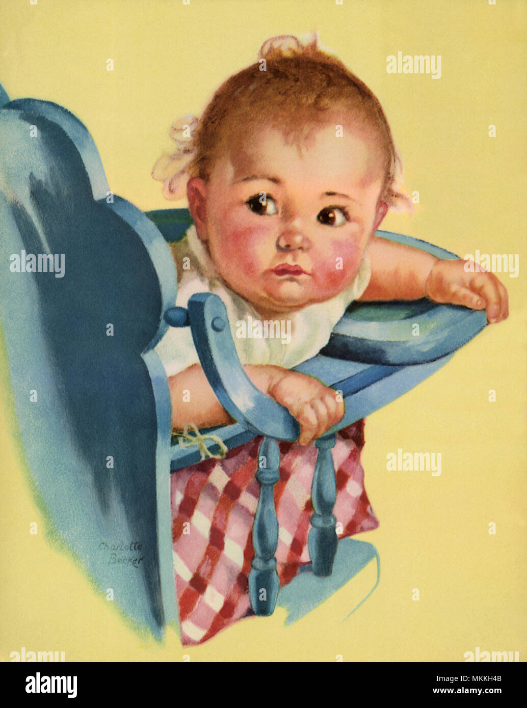 Baby in High Chair Stock Photo Alamy