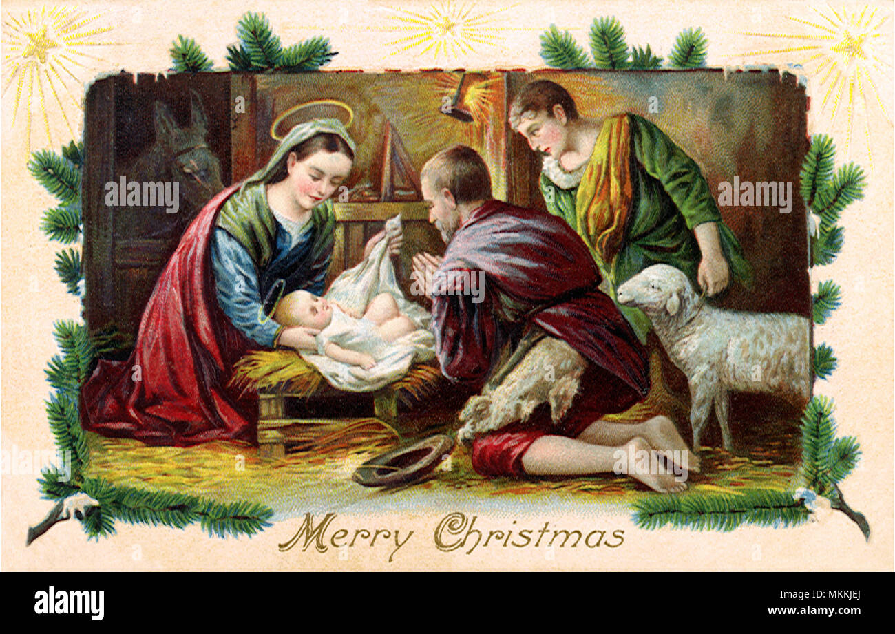 Nativity with Shepherd Stock Photo Alamy