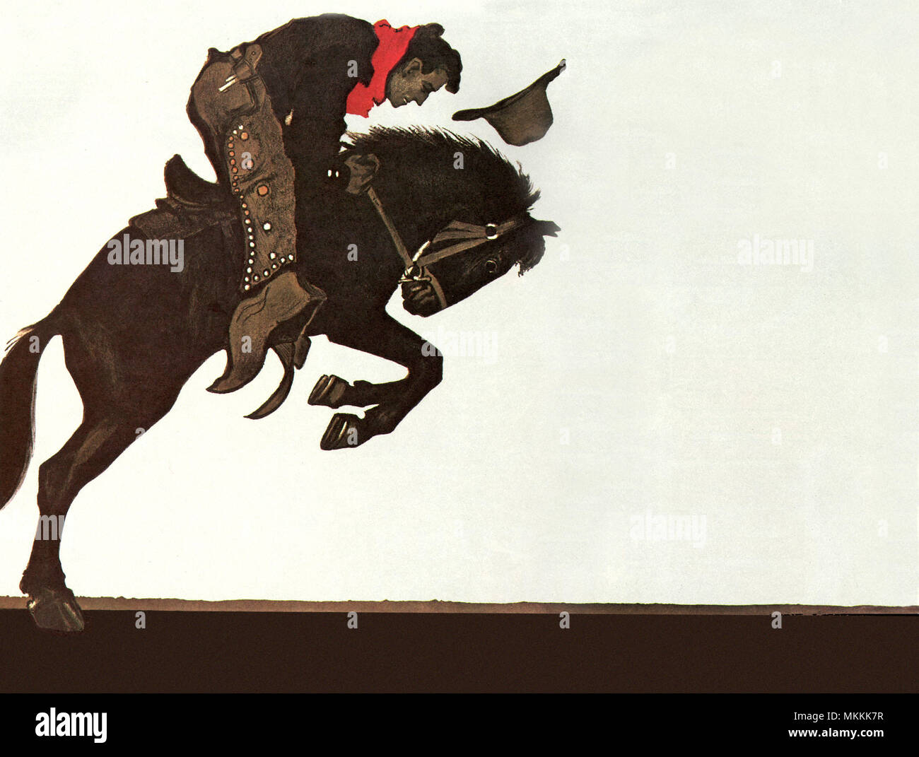 Bucking Horse and Rider Stock Photo