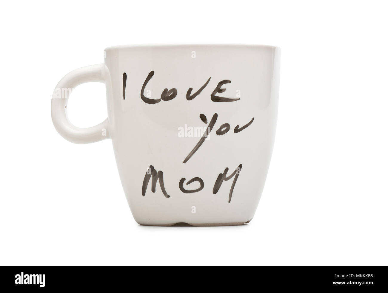 I love you Mom text on white mug isolated with clipping path Stock Photo