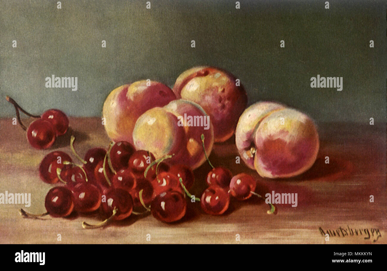 Still life with cherries and peaches hi-res stock photography and ...