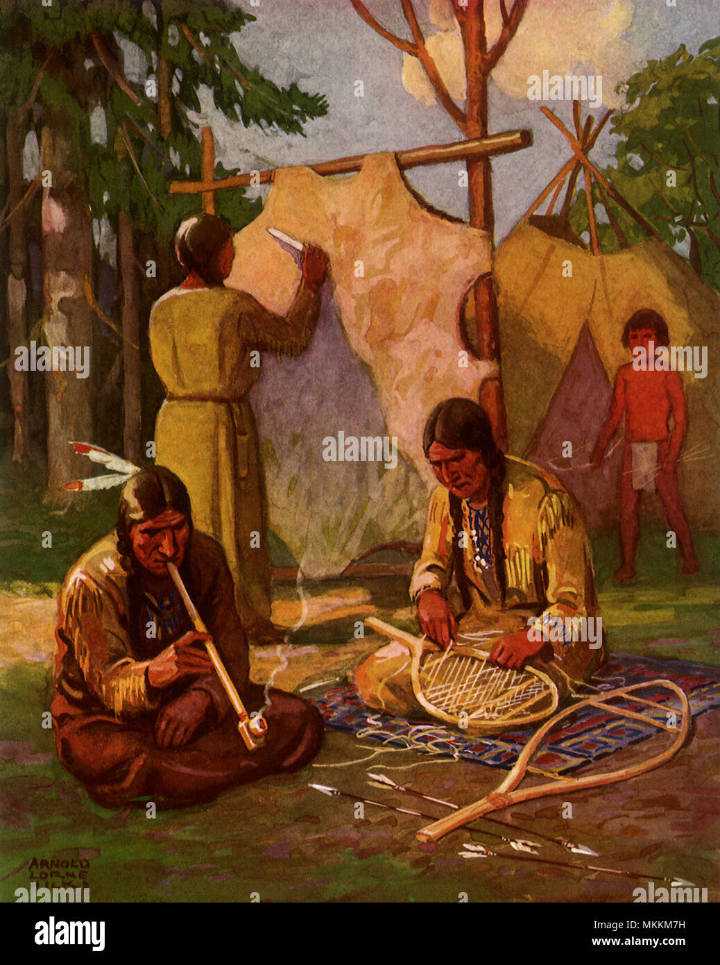 Native American camp Stock Photo