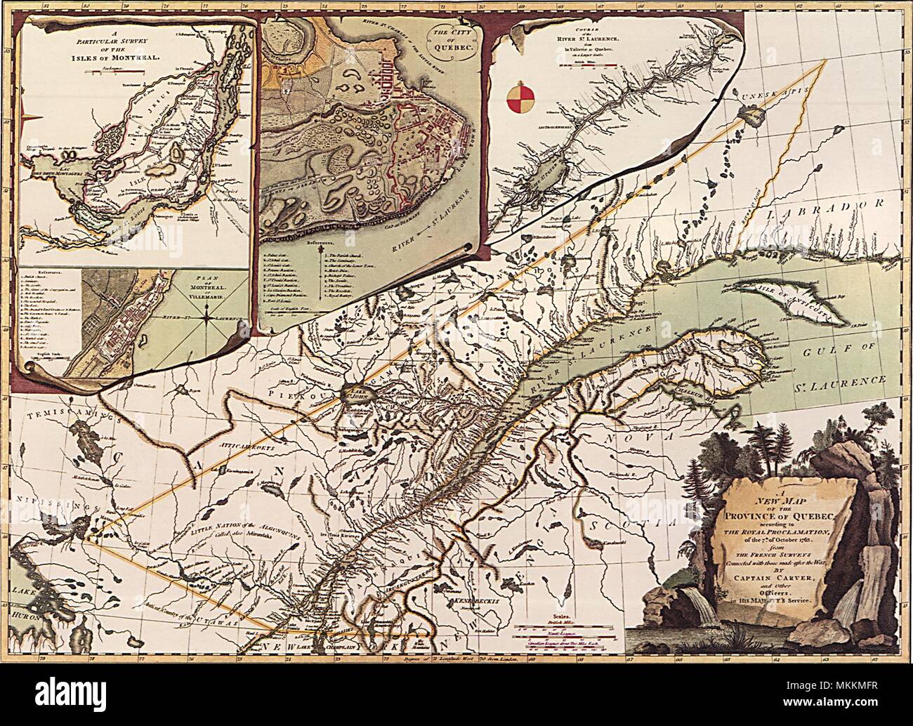 Quebec Map 1776 Stock Photo
