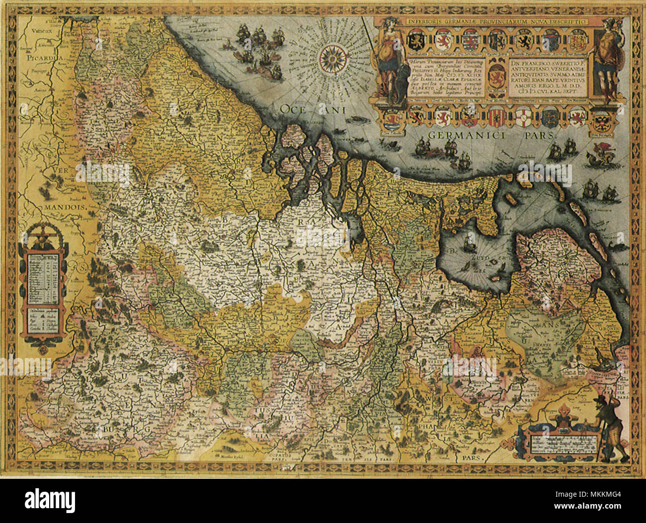 Belgium and Holland Map 1606 Stock Photo
