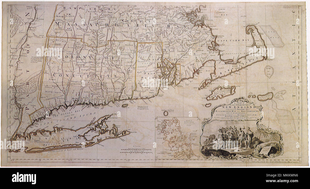 Map of New England 1774 Stock Photo