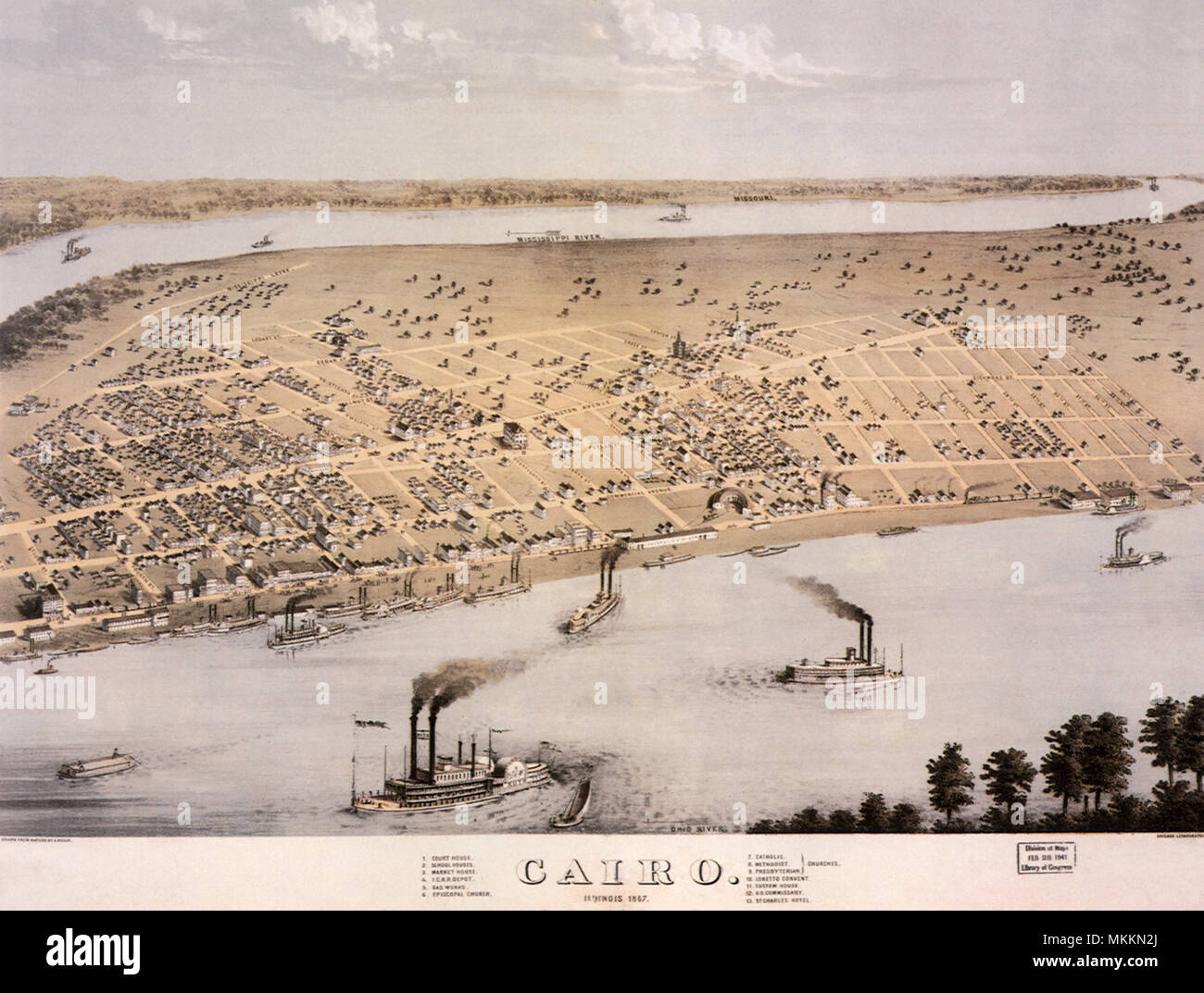 Aerial View of Cairo. 1867 Stock Photo