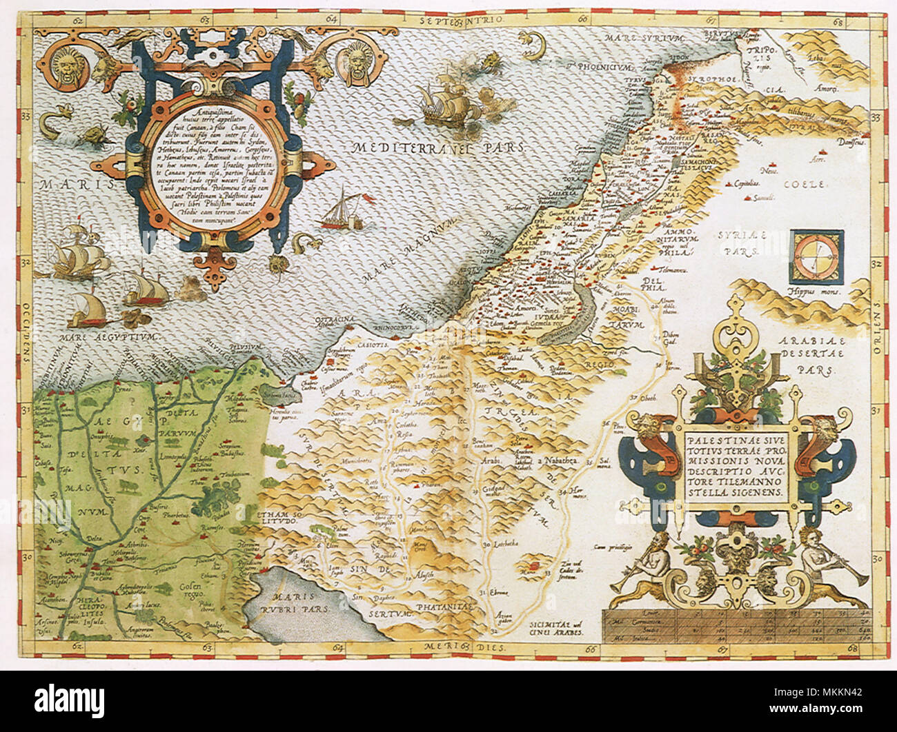 Map of the Judaica Holy Land 1575 Stock Photo