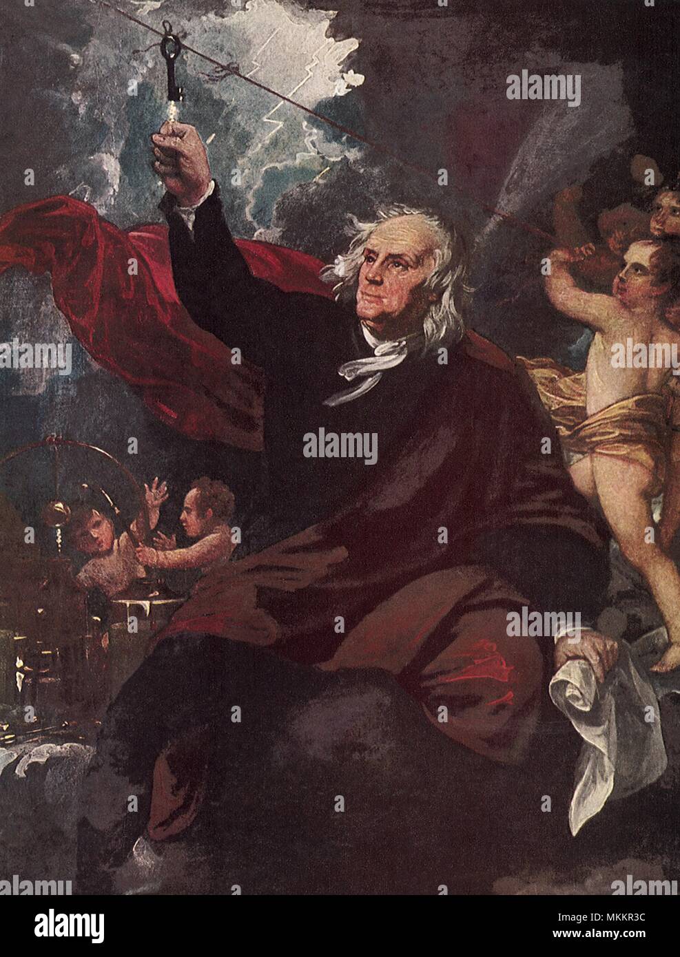 Benjamin Franklin with Lightning Rod 1805 Stock Photo