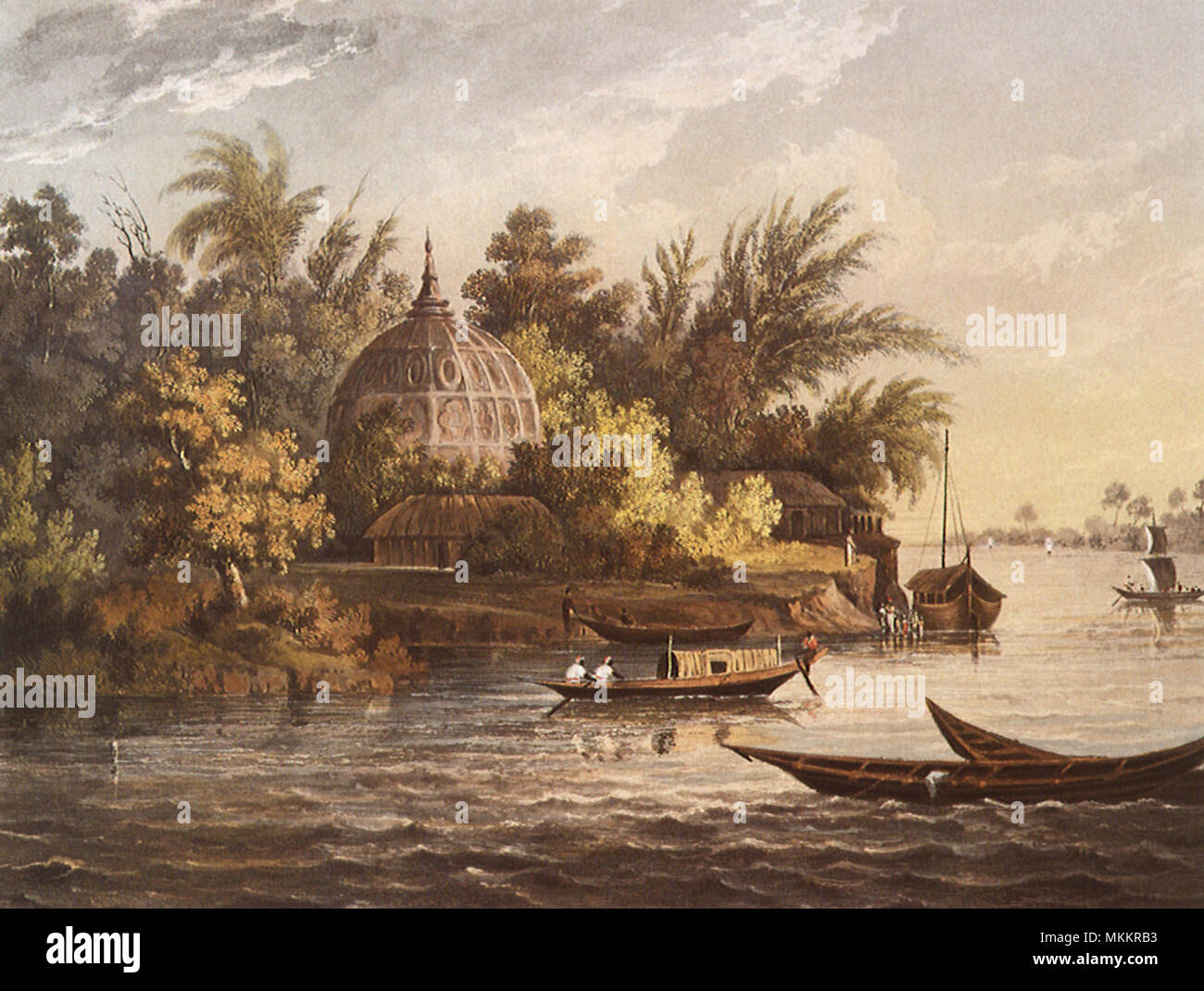 River Hooghly Scene. Bengal. 1824 Stock Photo