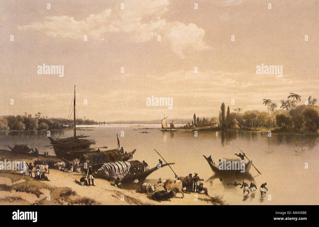 River Hooghly Scene. Bengal. 1847 Stock Photo
