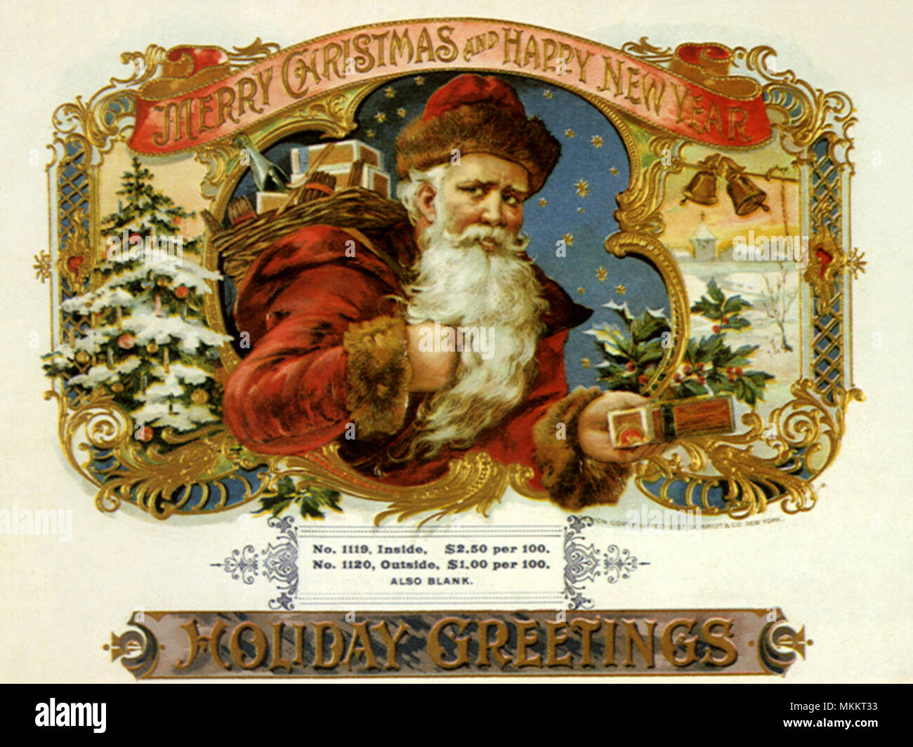 Santa On Cigar Label Stock Photo - Alamy