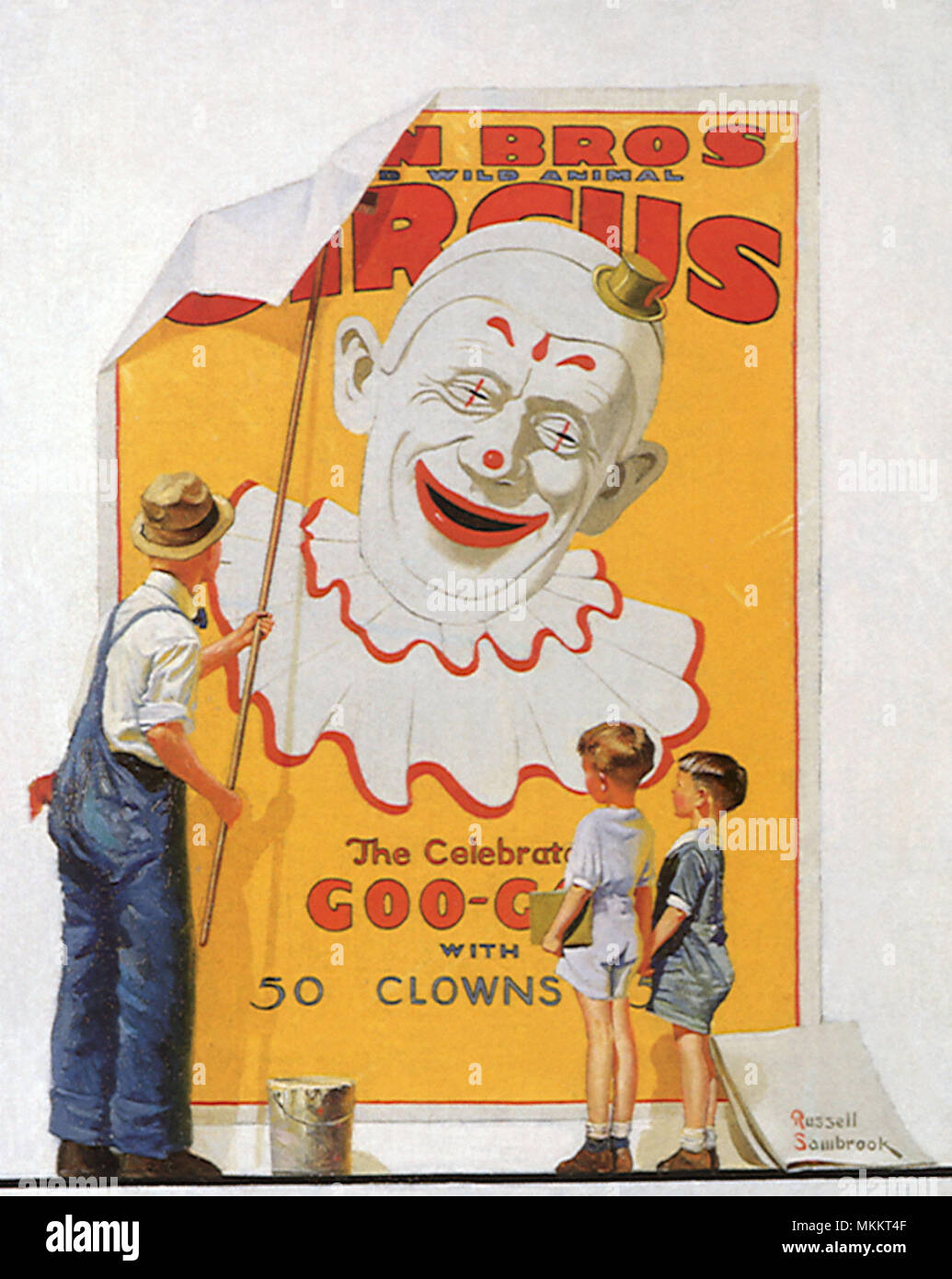 Boys View Circus Poster Stock Photo