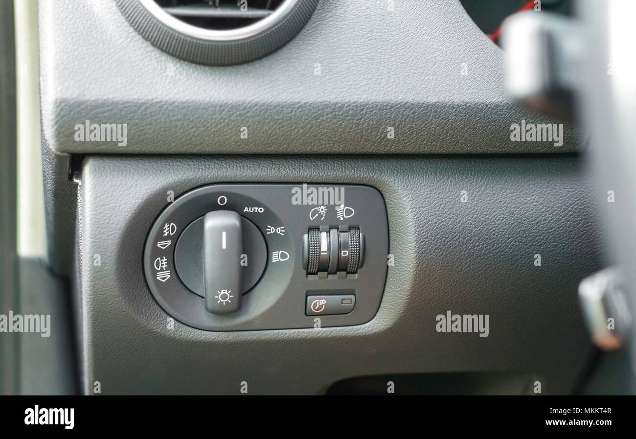 Vehicle Lights Control Panel. Stock Photo