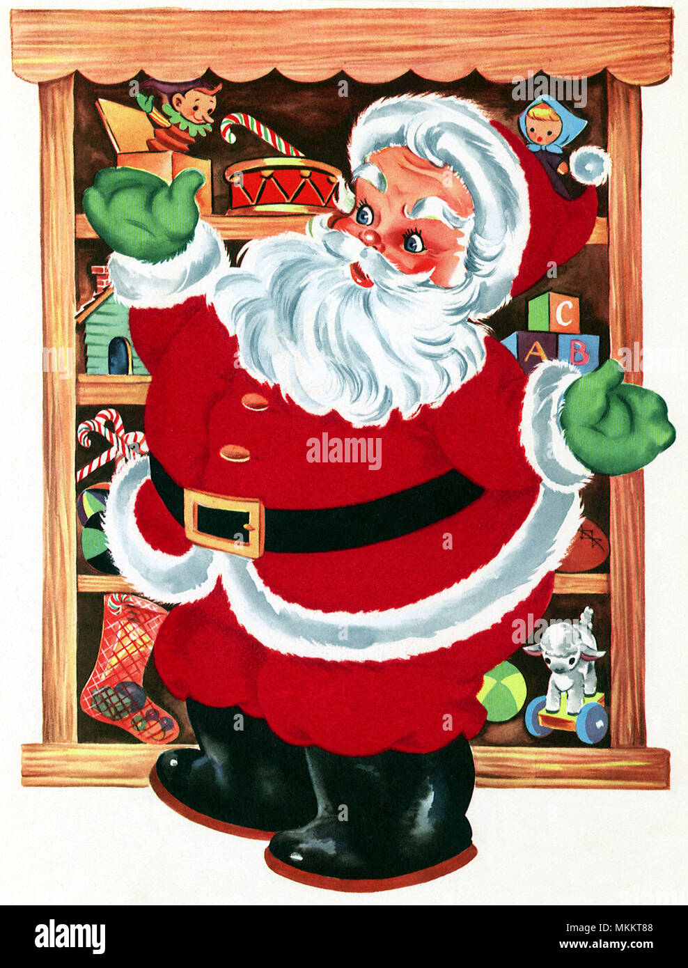 Santa and Toy Shelves Stock Photo - Alamy
