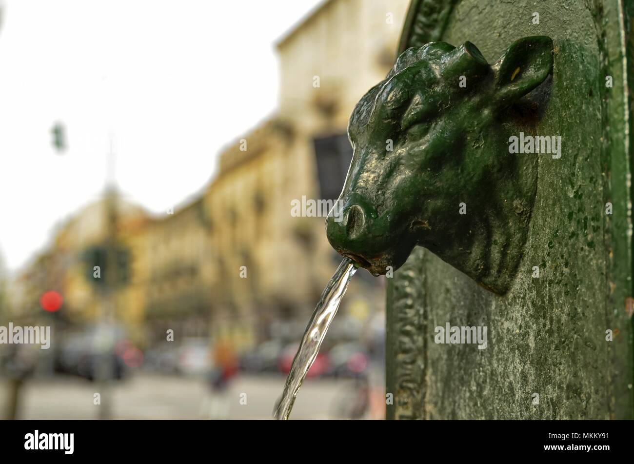 Turin, Piedmont region, Italy. May 2018. The symbolic fountain of Turin, the torello or turet in Piedmontese. They are found in every corner. Stock Photo