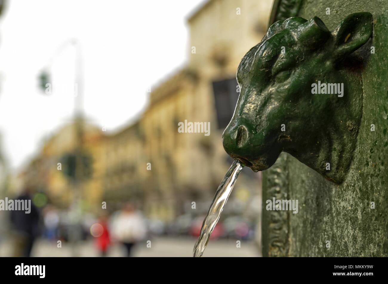 Turin, Piedmont region, Italy. May 2018. The symbolic fountain of Turin, the torello or turet in Piedmontese. They are found in every corner. Stock Photo