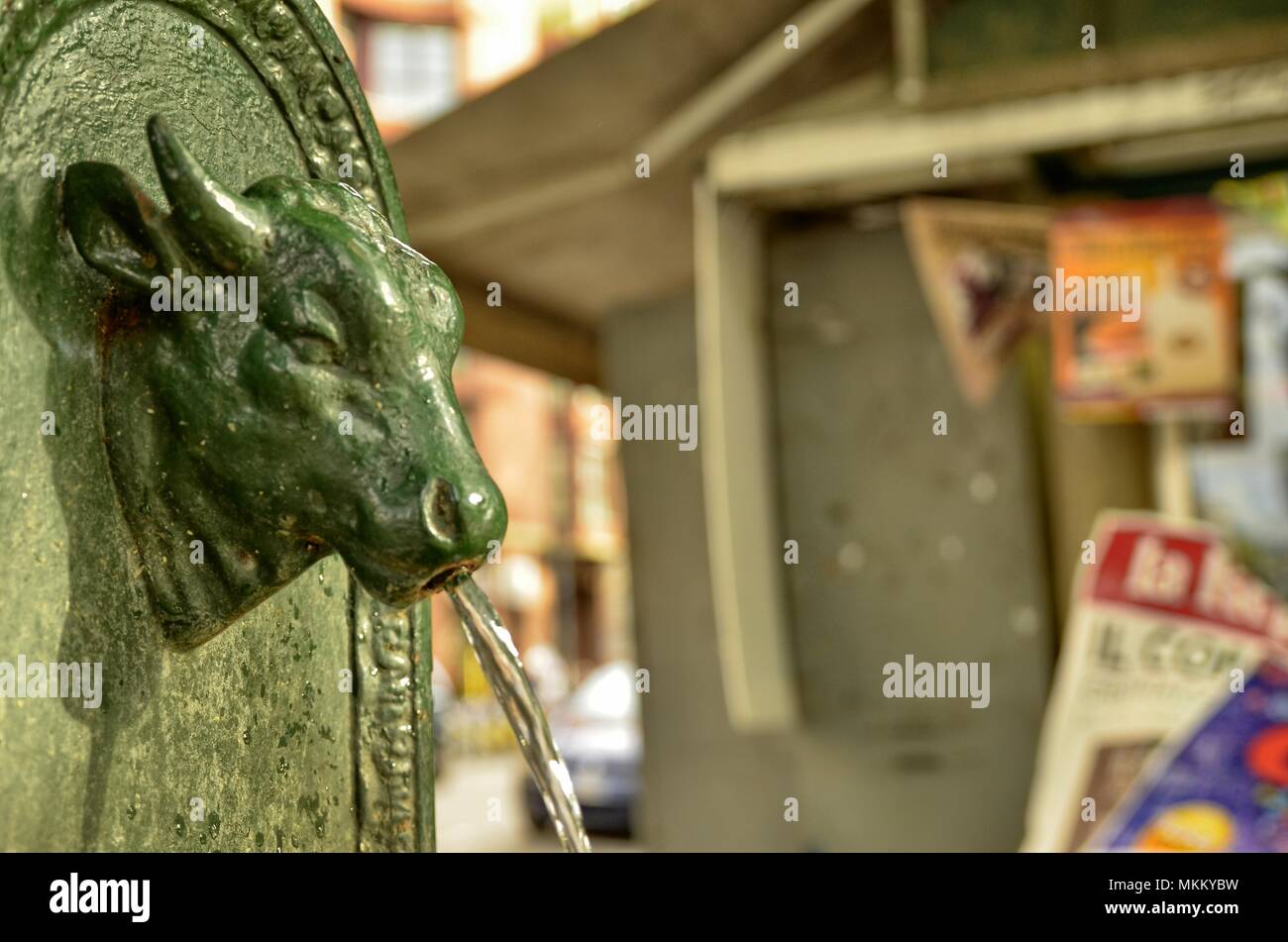 Turin, Piedmont region, Italy. May 2018. The symbolic fountain of Turin, the torello or turet in Piedmontese. They are found in every corner. Stock Photo