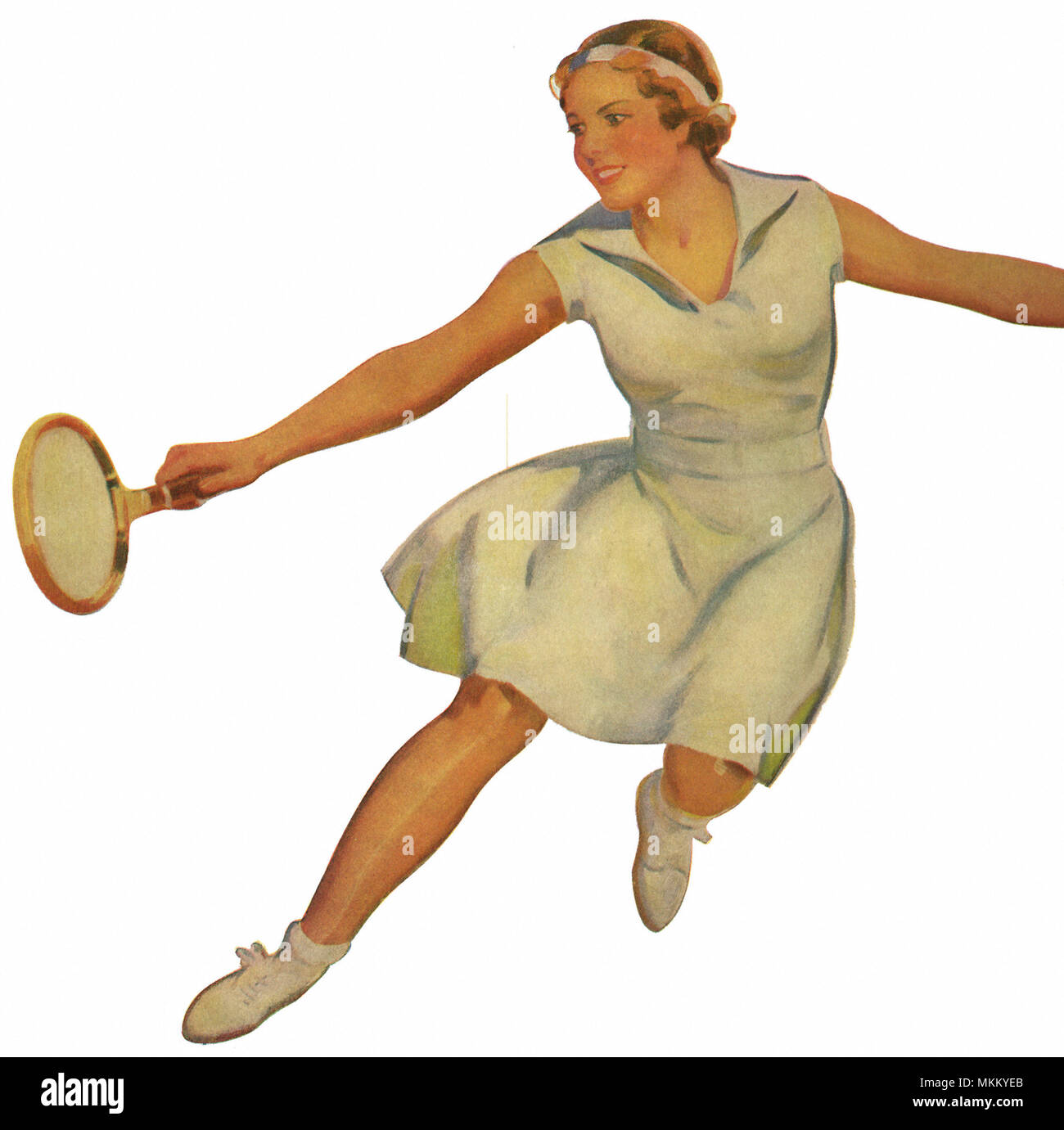 Tennis vintage illustration white woman hi-res stock photography and ...