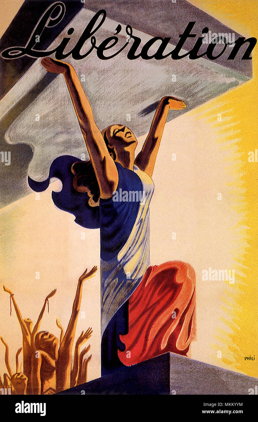 France, Paris, former propaganda poster of the Second World War